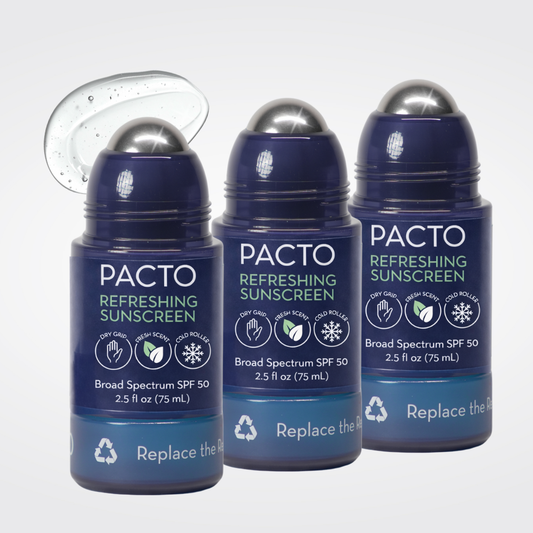 Pacto - SPF 50 Refreshing Sunscreen with Stainless Steel Roller (75ml) X3 units